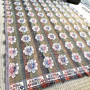Vintage Chaddar Throw Blanket G.S.Mill Harti reversible Boho colorful flowers